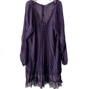 Love Stitch bohemian purple sheer pleated dress